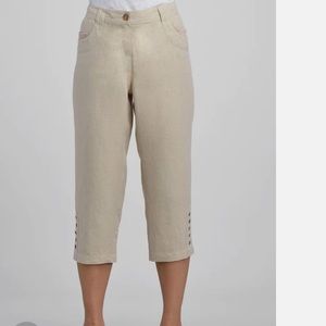 DKNY linen pants cropped capri beige size 16